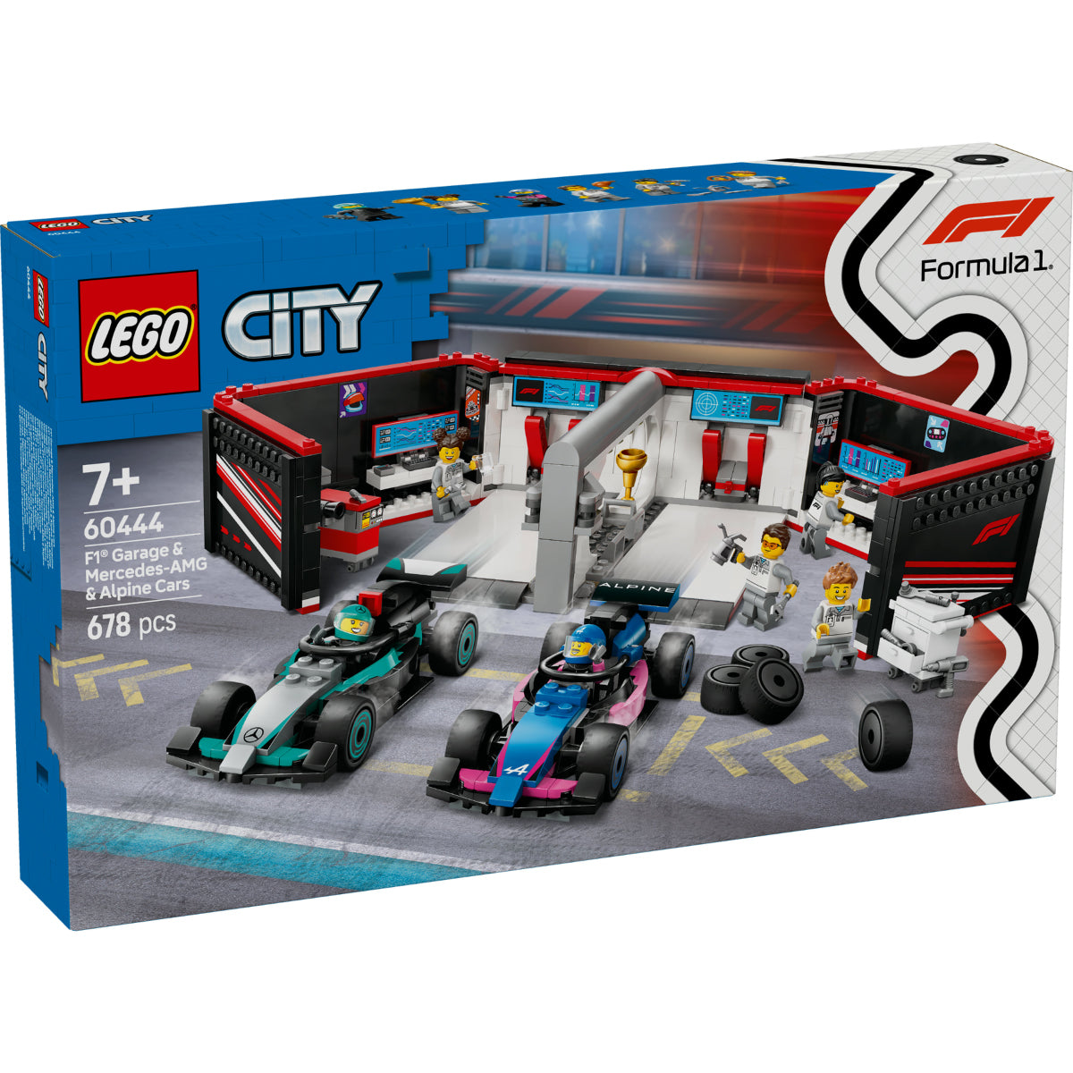 LEGO City 60444 garage con monoposto mercedes-amg e alpine f1