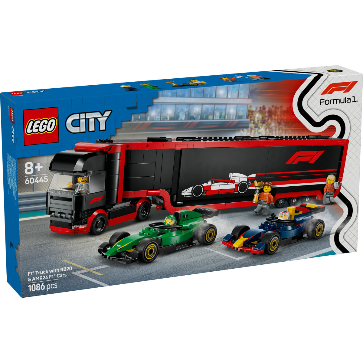 LEGO City 60445 autotrasportatore f1 con monoposto rb20 e amr24 f1