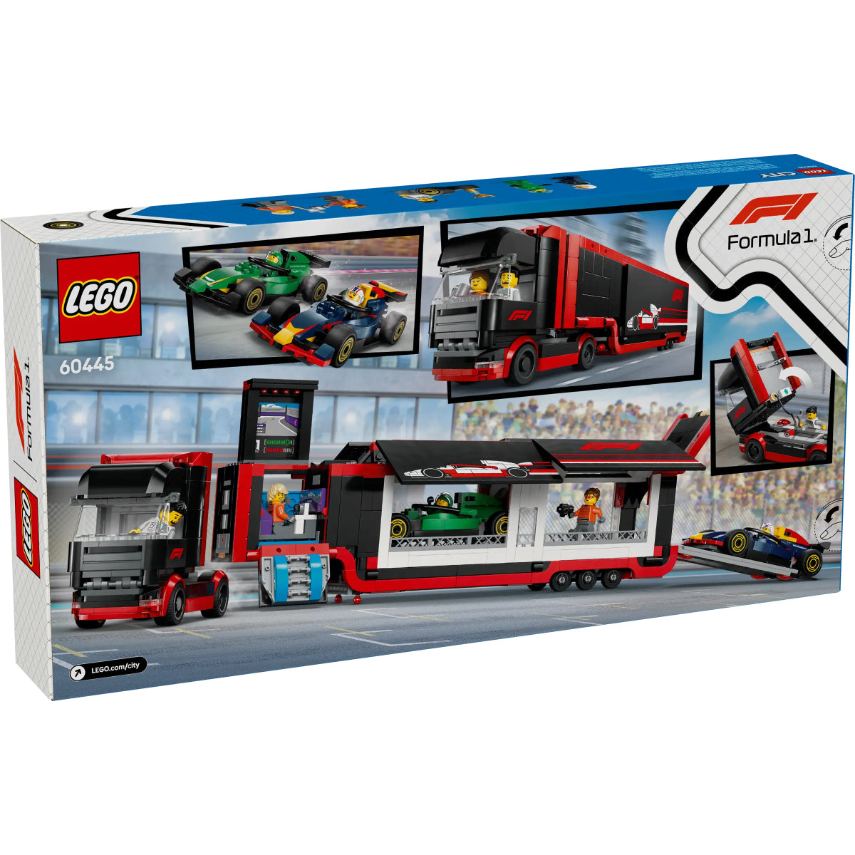 LEGO City 60445 autotrasportatore f1 con monoposto rb20 e amr24 f1