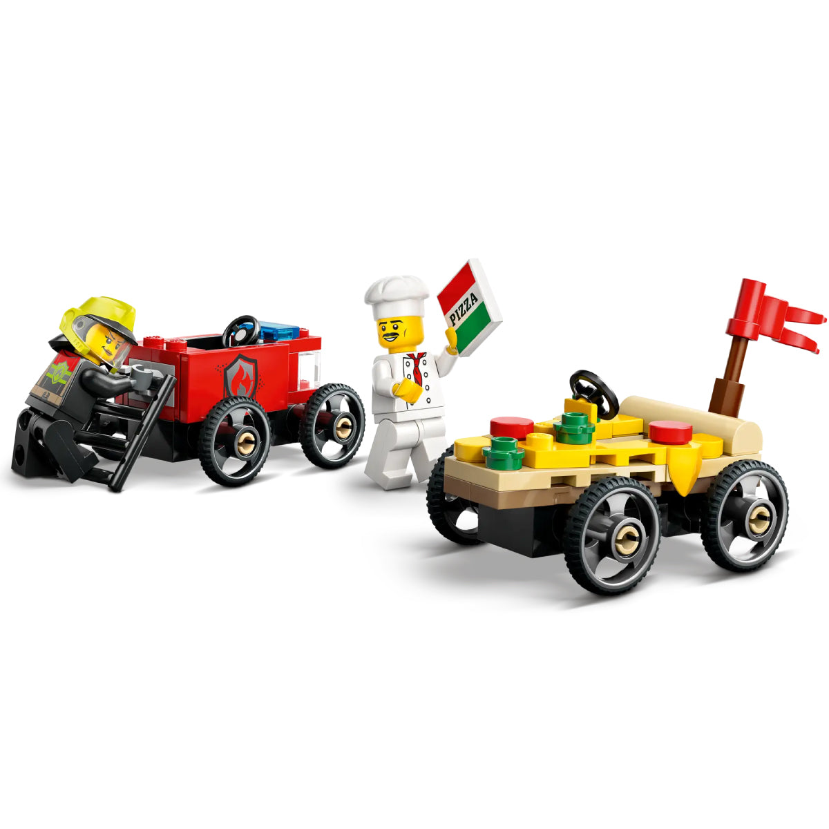 LEGO City 60458 pack veicoli da corsa: pizzaiolo contro pompiere