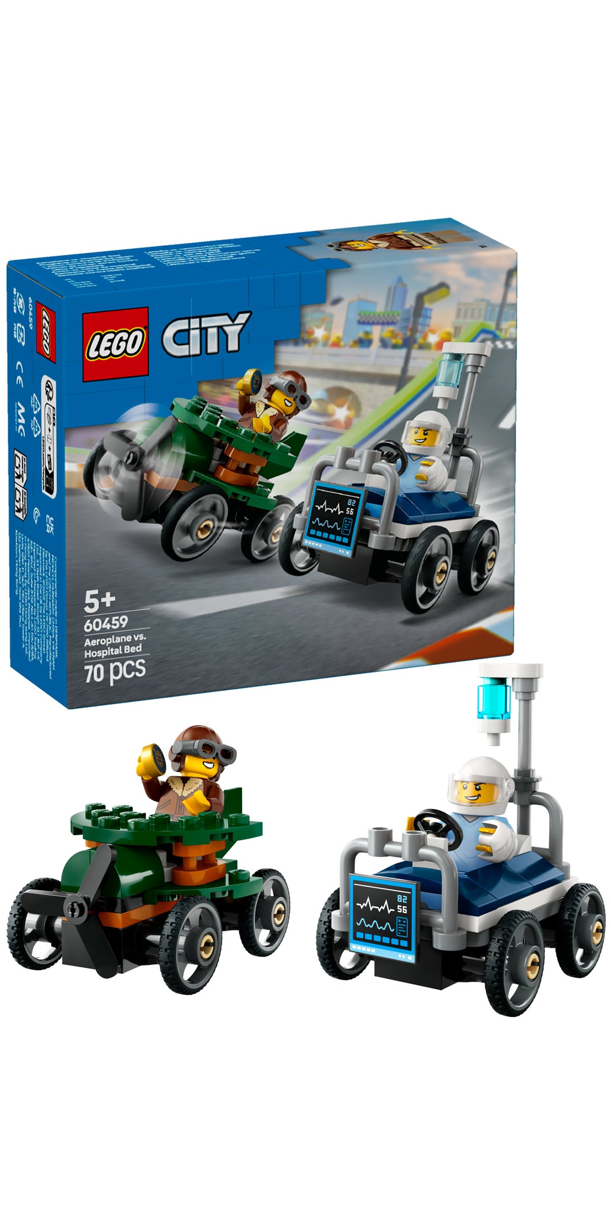 LEGO City 60459 pack veicoli da corsa: aereo contro letto d’ospedale