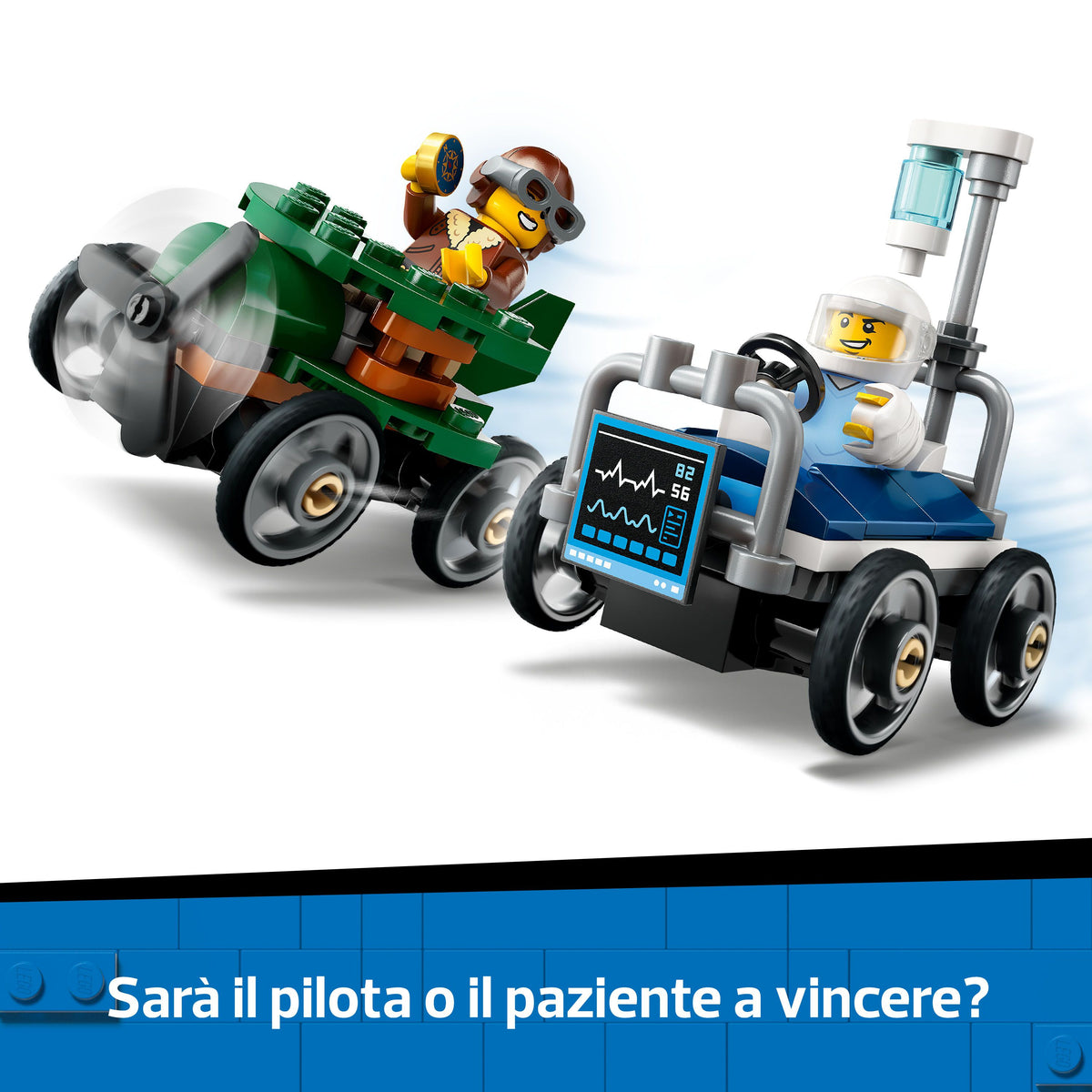 LEGO City 60459 pack veicoli da corsa: aereo contro letto d’ospedale