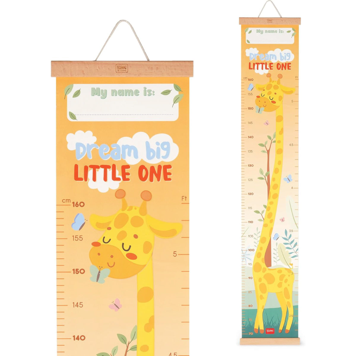 wall-hanging height chart - dream big little one - giraffa