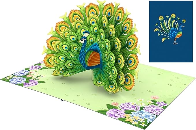 biglietto di auguri - pavone - kirigami