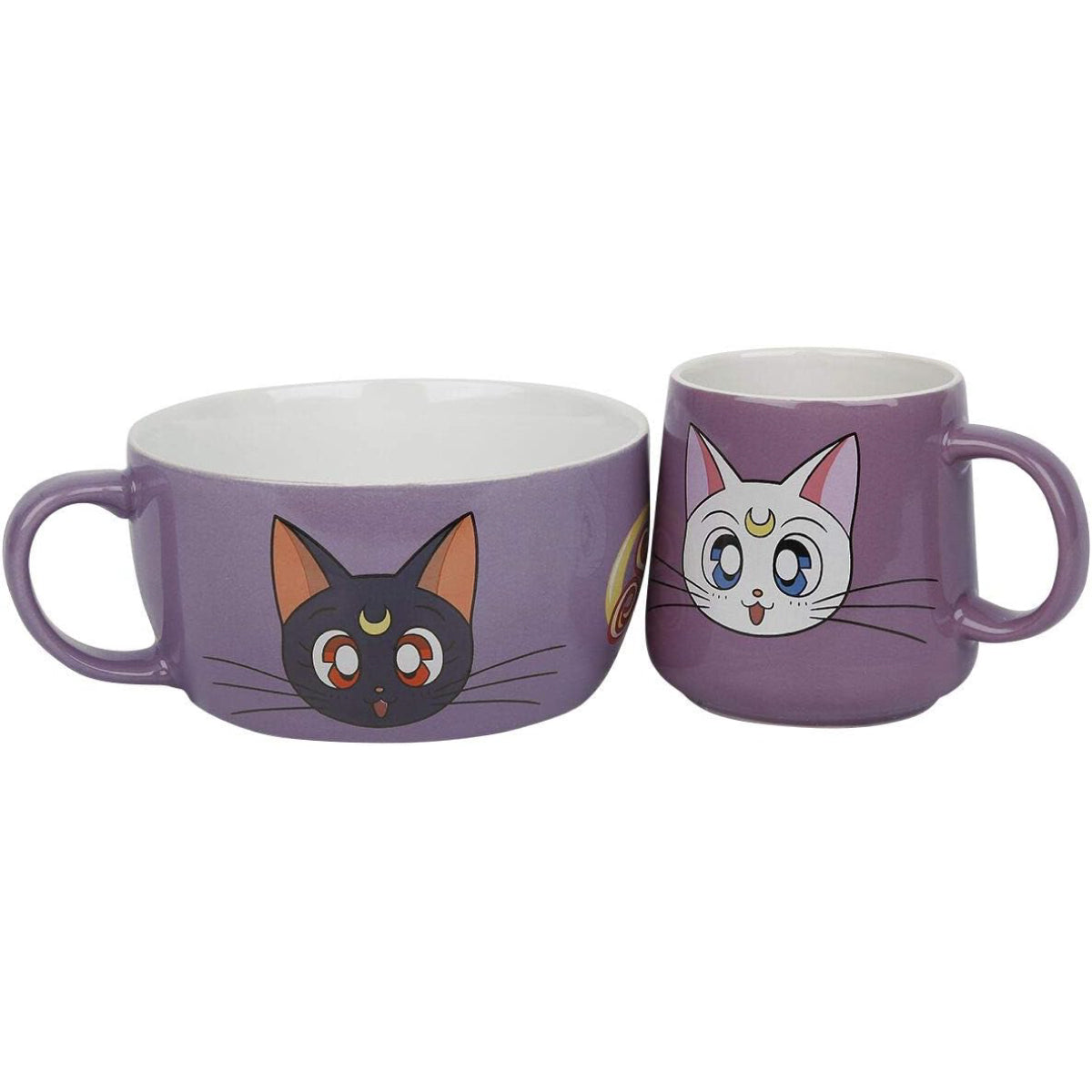 sailor moon - set da colazione - tazza + ciotola - luna & artemis