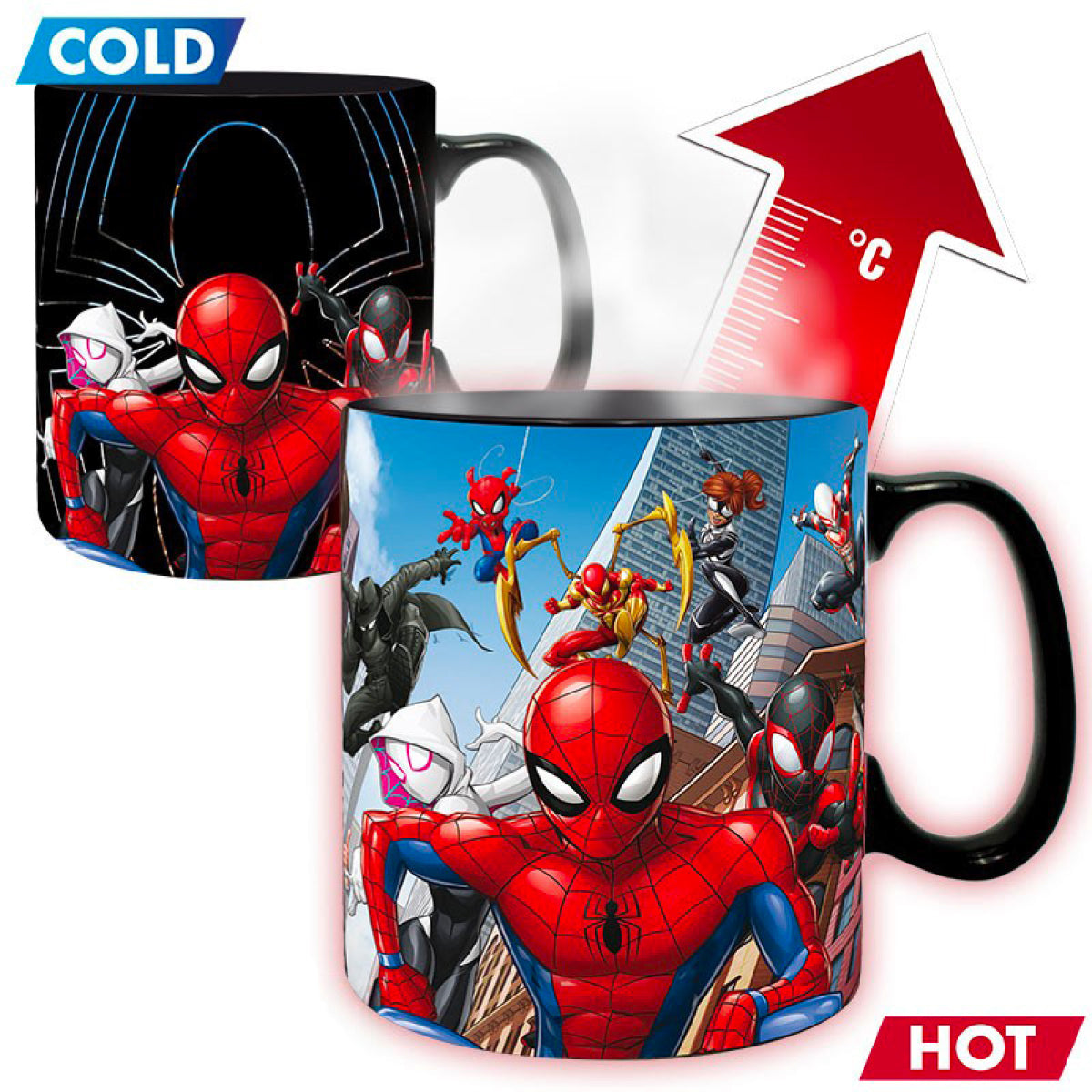 marvel: spiderman - tazza heat change 460ml - spiderman multiverse