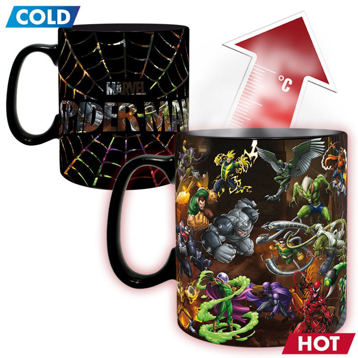 marvel: spiderman - tazza heat change 460ml - spiderman multiverse