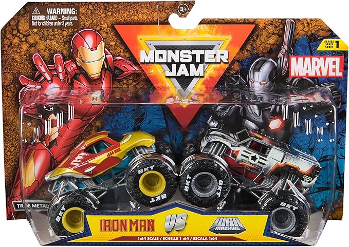 monster jam marvel - monster truck in metallo - pack con 2 modelli