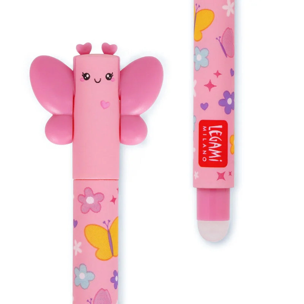 penna gel cancellabile farfalla - inchiostro rosa ricaricabile