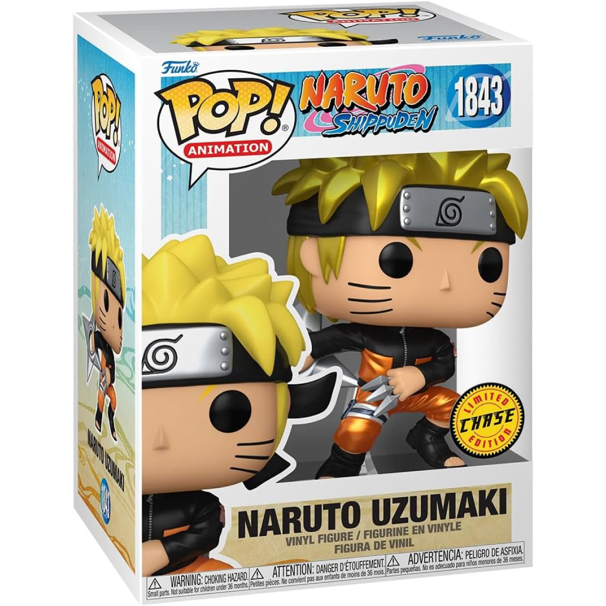 naruto shippuden - naruto uzumaki (metallic) 9cm - funko pop! 1843 chase