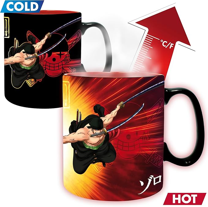 one piece - tazza termosensibile 460ml - zoro & sanji