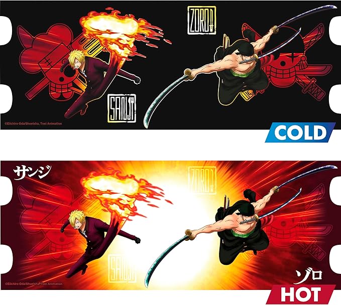 one piece - tazza termosensibile 460ml - zoro & sanji