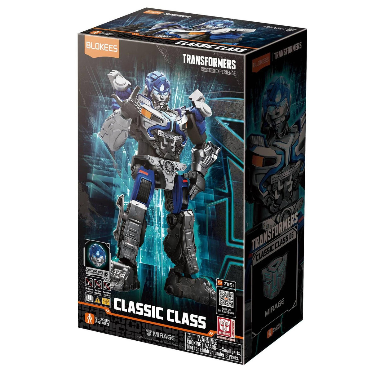 transformers - classic class 06 - mirage - 66pz - light-up eyes e chest