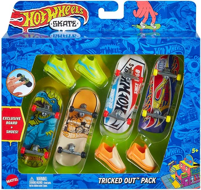 hot wheels skate - confezione 4 skateboard - modello assortito