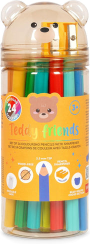 24 matite colorate con temperino - teddy friends - teddy bear