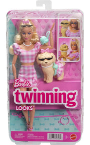 barbie cuccioli a passeggio - vestito a quadri rosa