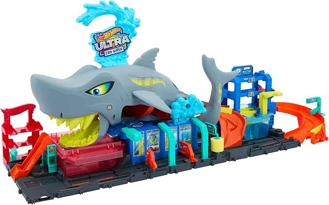 hot wheels city - autolavaggio mega squalo