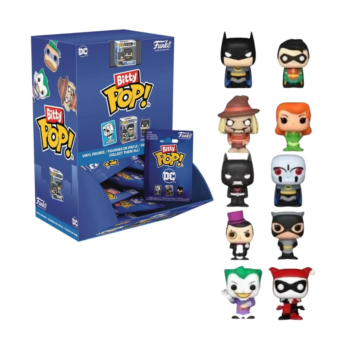 dc comics - 1 personaggio assortito 3cm  - funko pop bitty