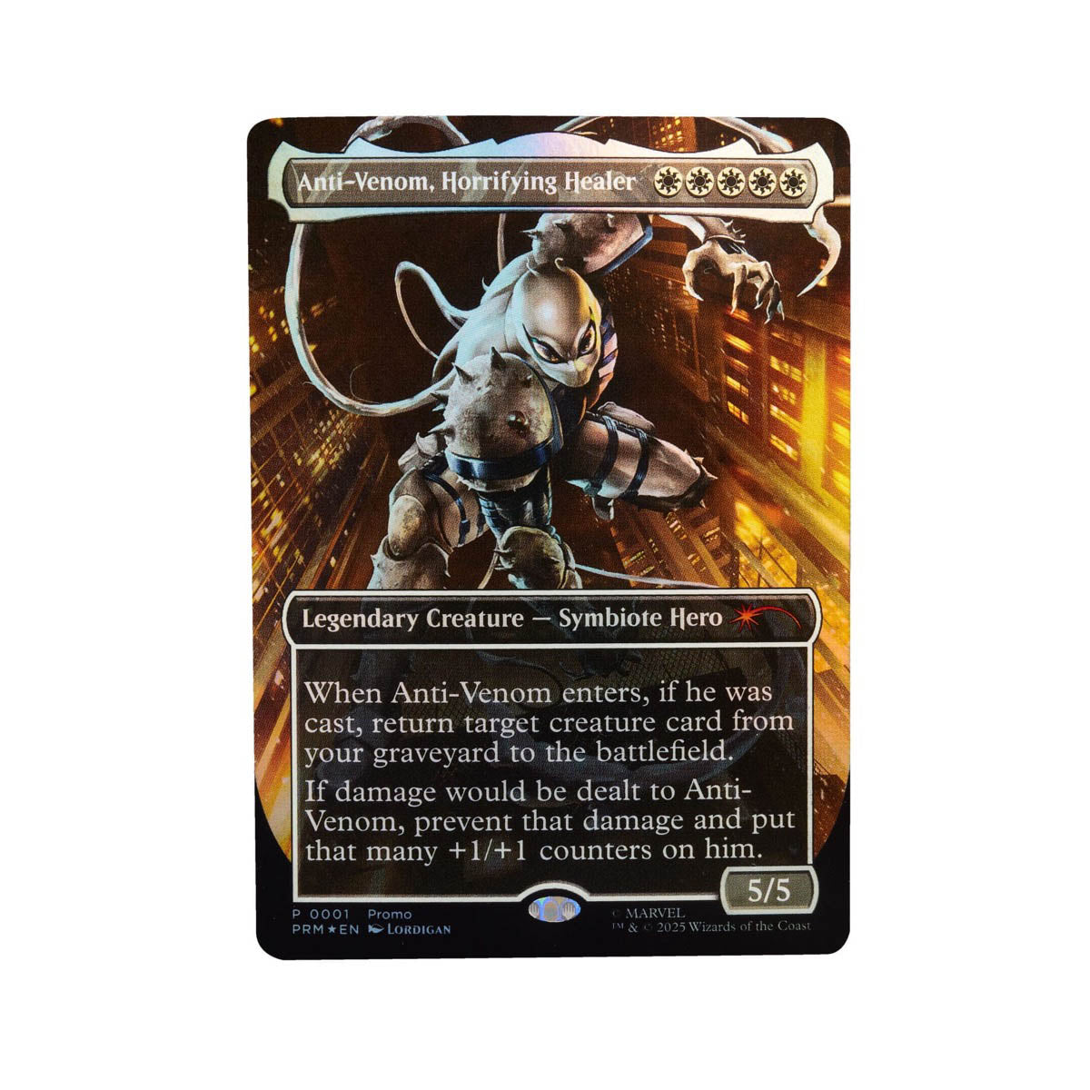 marvel legends series x magic: the gathering - agente anti-venom 15cm + 1 magic foil card