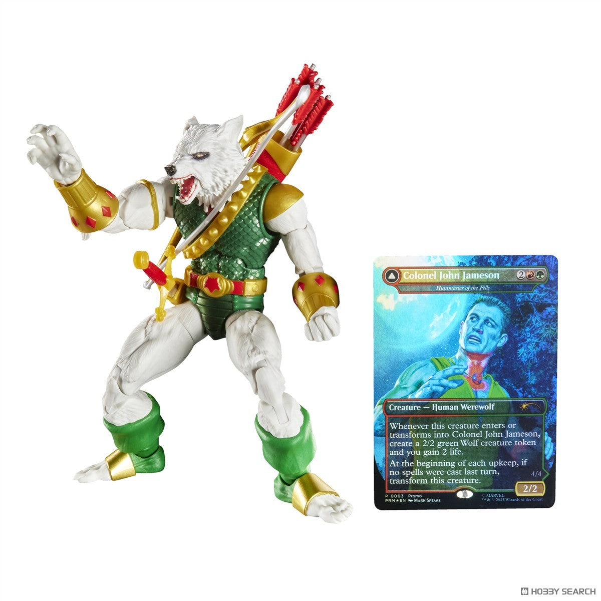marvel legends series x magic: the gathering - man-wolf 15cm + 1 magic foil card