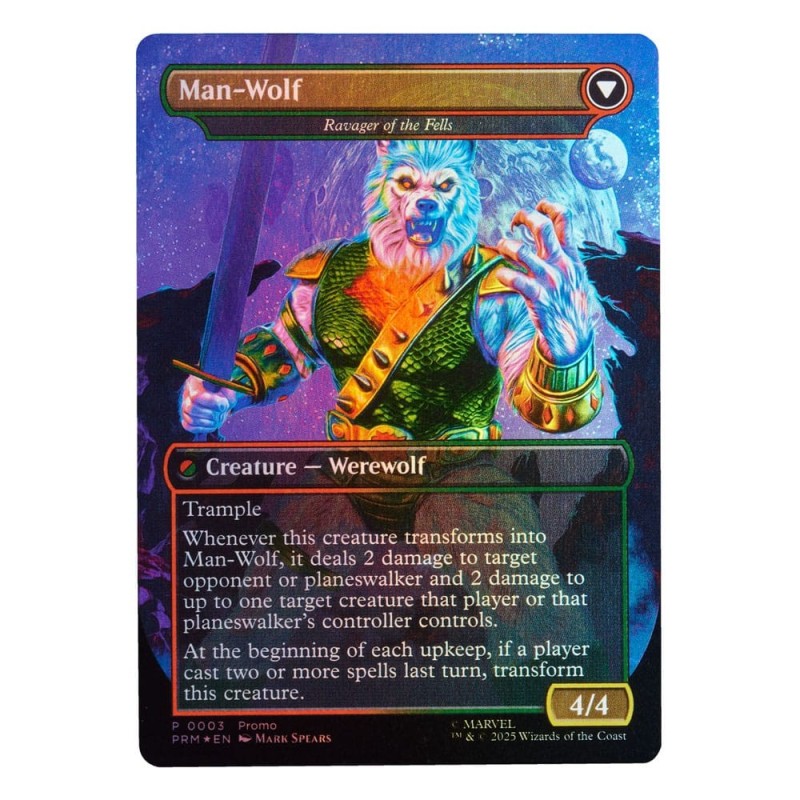 marvel legends series x magic: the gathering - man-wolf 15cm + 1 magic foil card