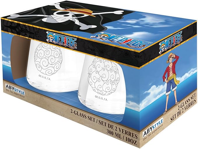 one piece - set 2 bicchieri - frutti del diavolo
