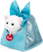 gatto in borsetta con fiocco - peluche 20cm