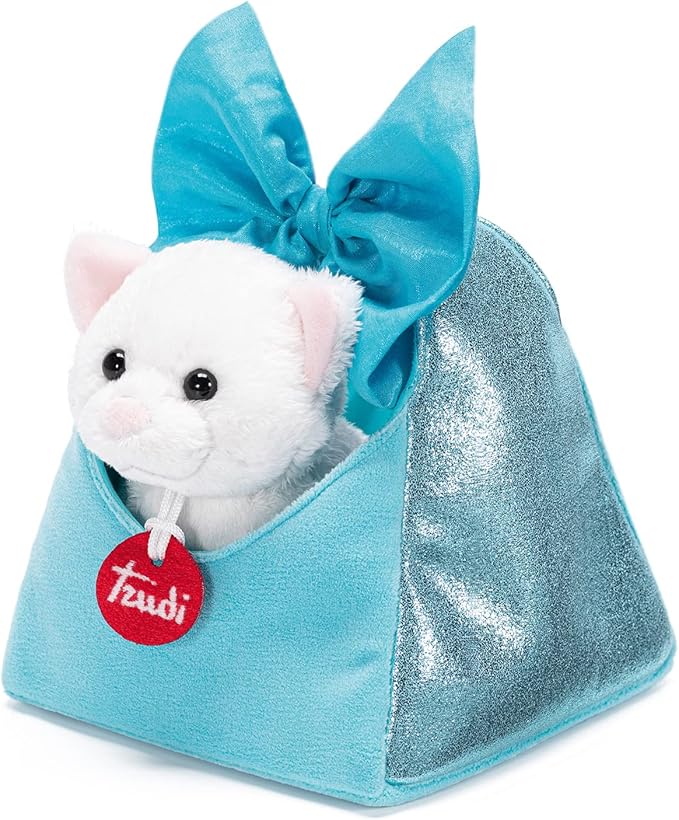 gatto in borsetta con fiocco - peluche 20cm