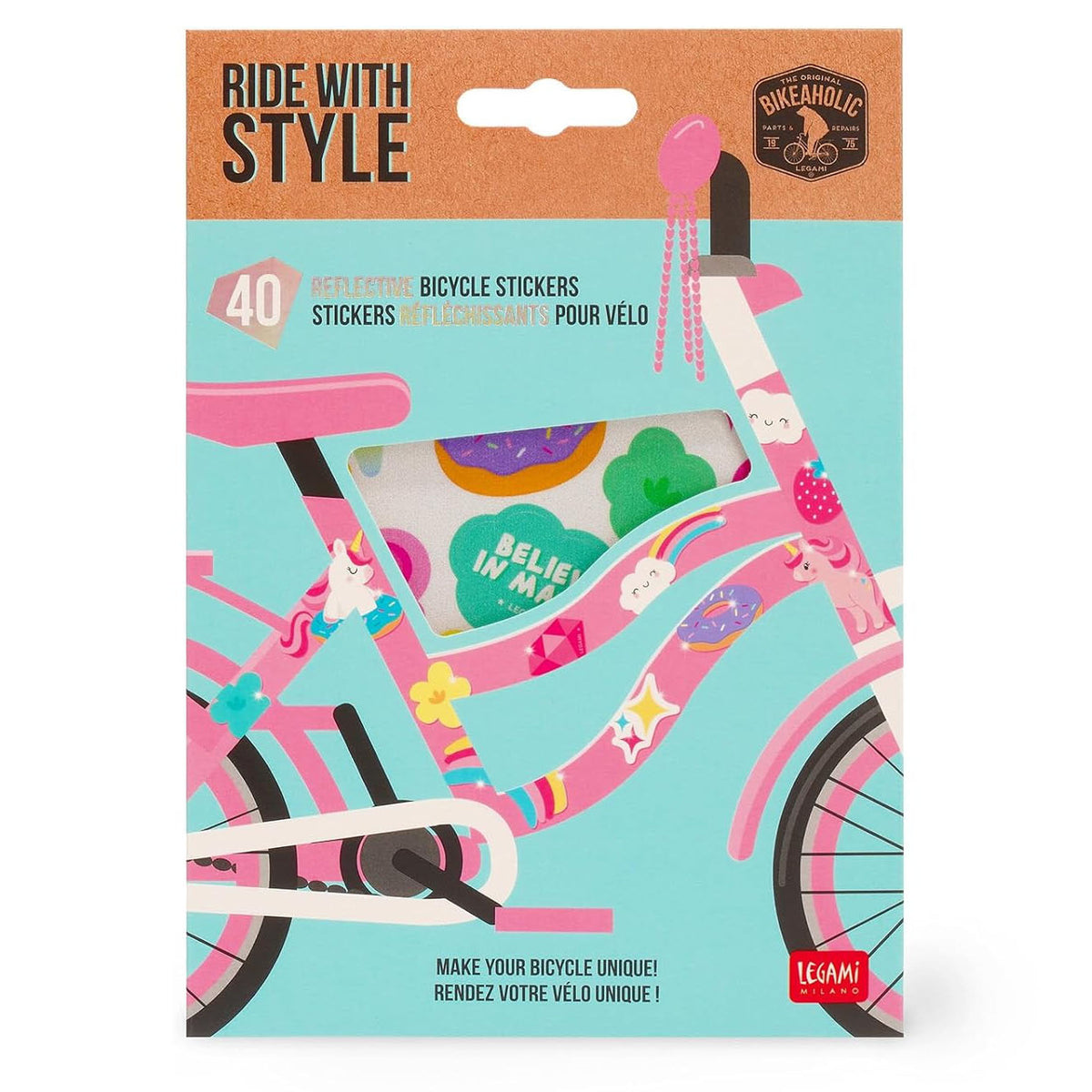 ride with style - reflective bicycle stickers - unicorn