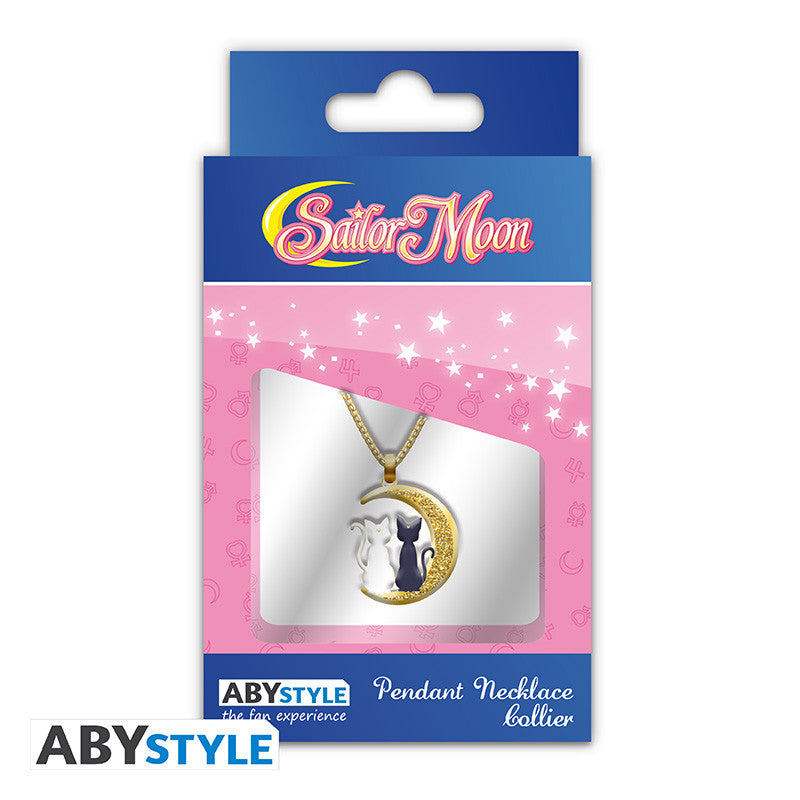 sailor moon - collana con pendente - gatti sulla luna