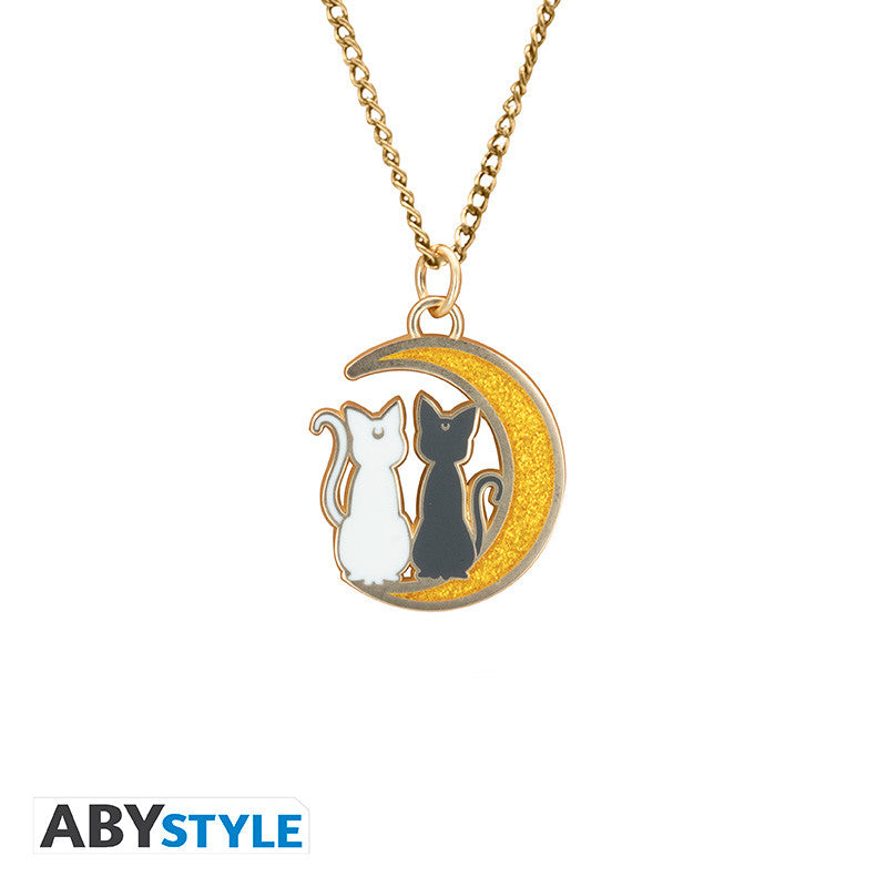 sailor moon - collana con pendente - gatti sulla luna