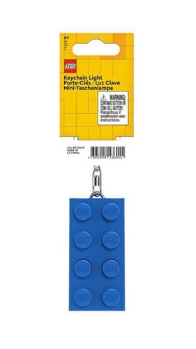 Gadget mattoncino blu portachiavi con torcia led