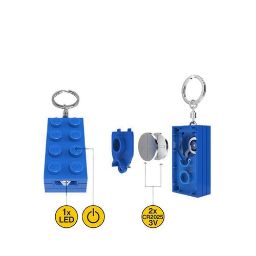 Gadget mattoncino blu portachiavi con torcia led