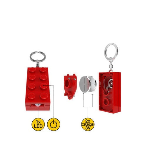 Gadget mattoncino rosso portachiavi con torcia led