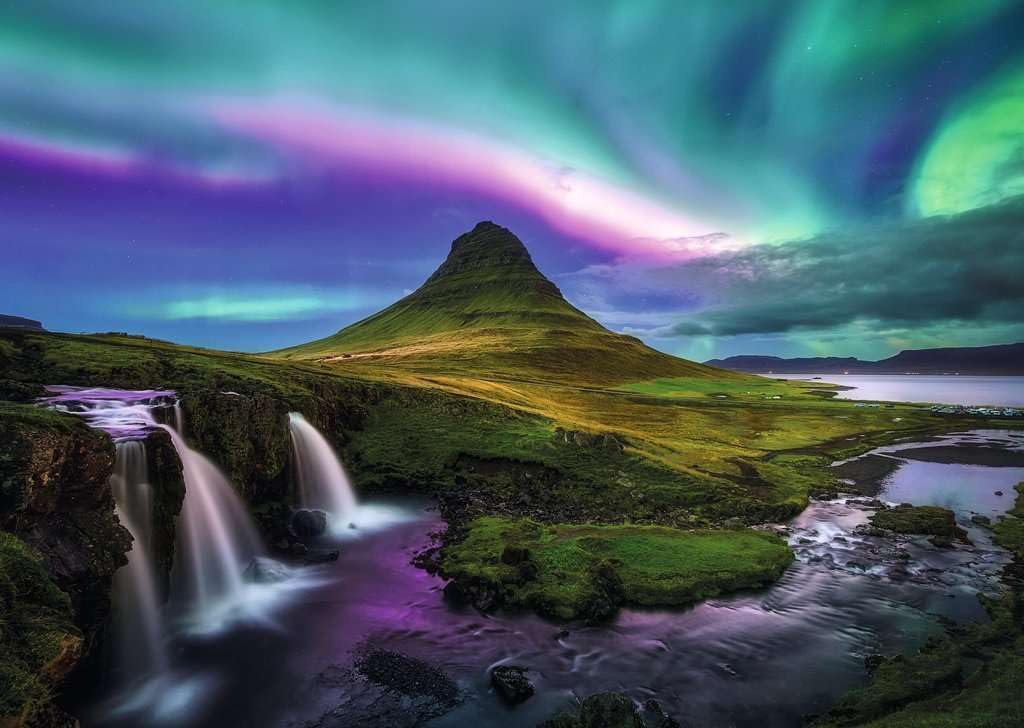 aurora su kirkjufell - puzzle 1000 pezzi