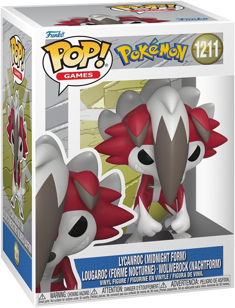 pokemon - lycanroc (midnight form) 9cm - funko pop! 1211