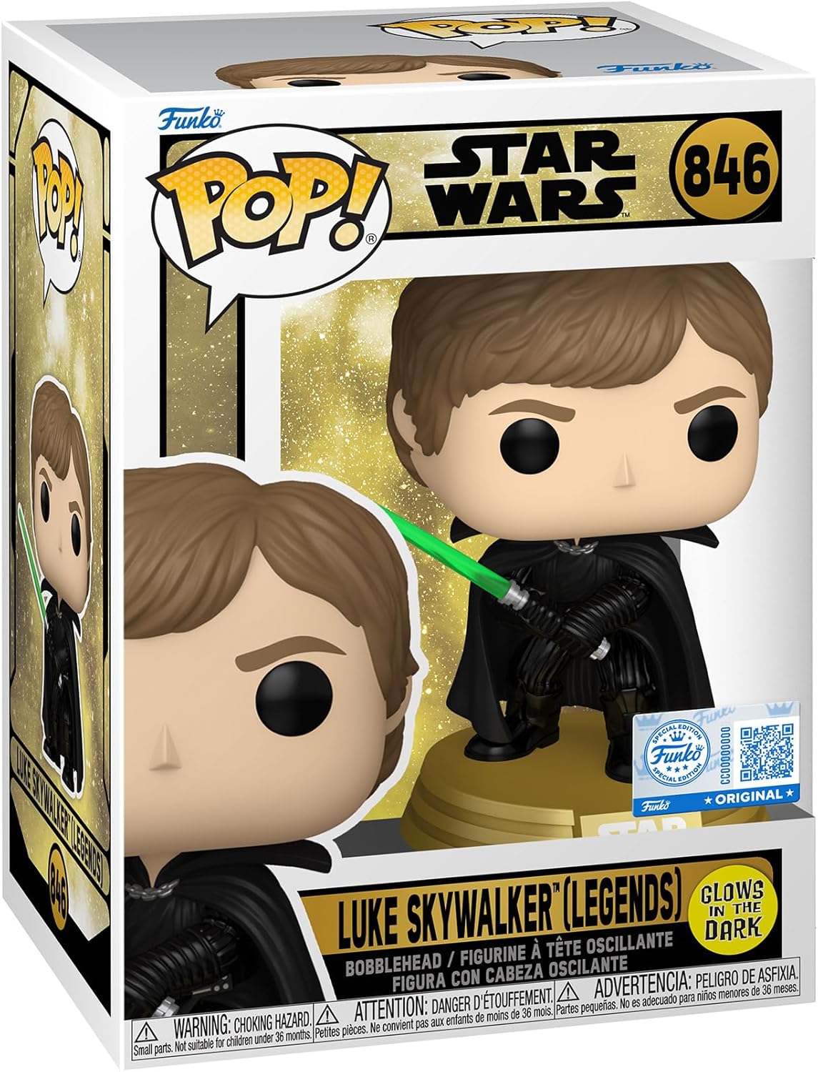 star wars legends: luke skywalker 9cm glow in the dark - funko pop 846