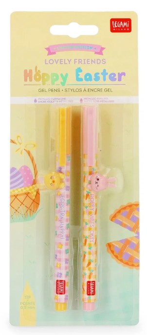 set di 2 penne gel - lovely friends - hoppy easter