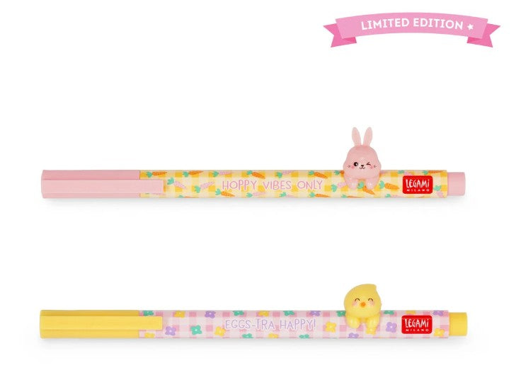 set di 2 penne gel - lovely friends - hoppy easter