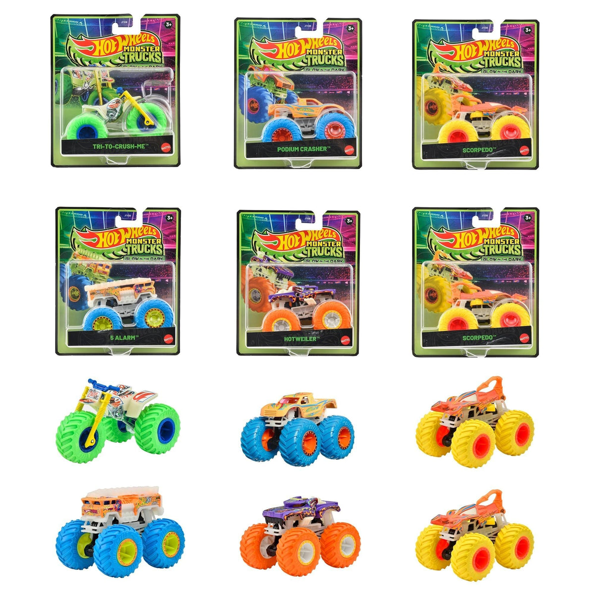 hot wheels - monster truck glow in the dark - assortimento