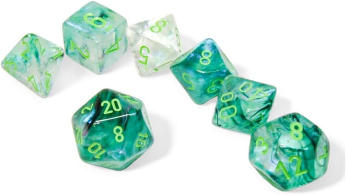 borealis kelp/light green - set di 7 dadi poliedrici