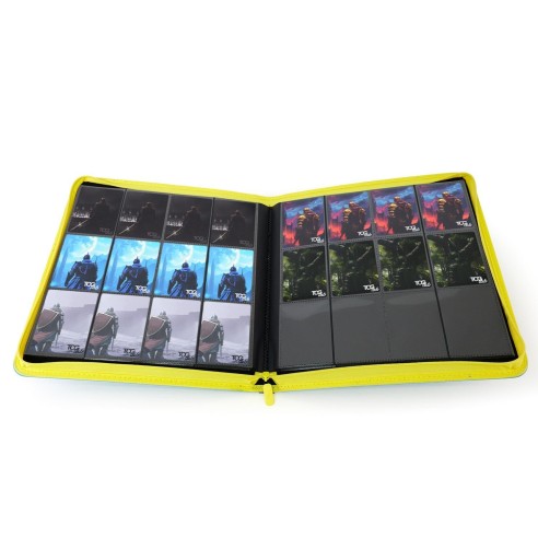 12-pocket trading card binder with zipper - 624 nero - zip gialla