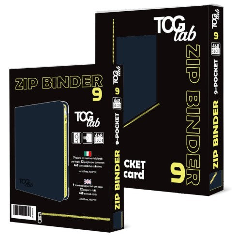 9-pocket trading card binder with zipper - 468 blu scuro - zip gialla