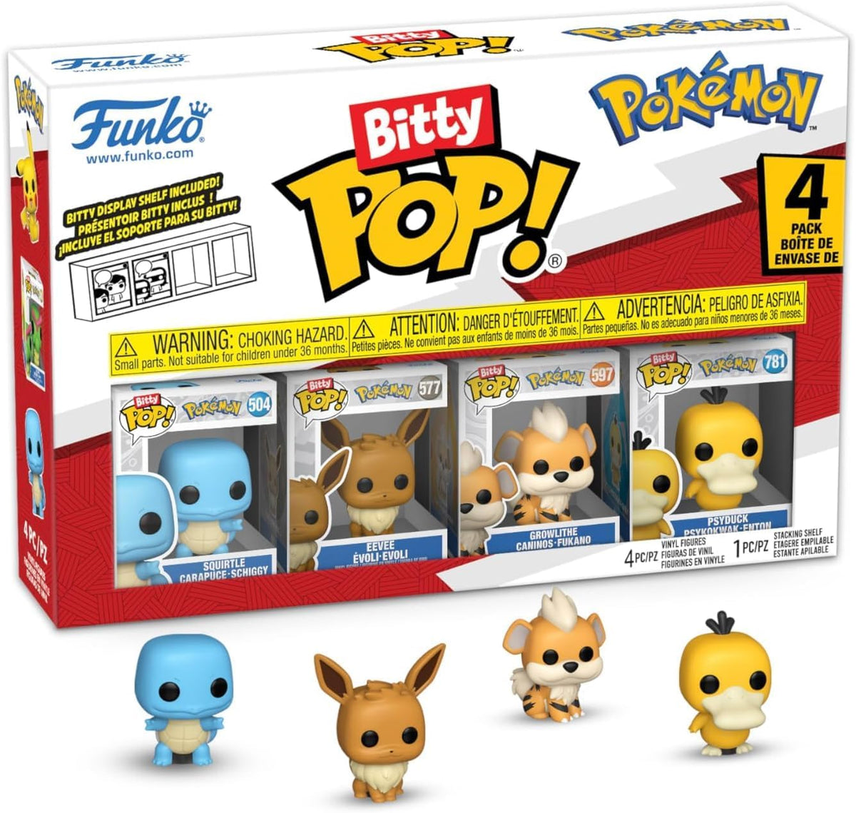 pokémon: squirtle 4 pack 3cm  - funko pop bitty