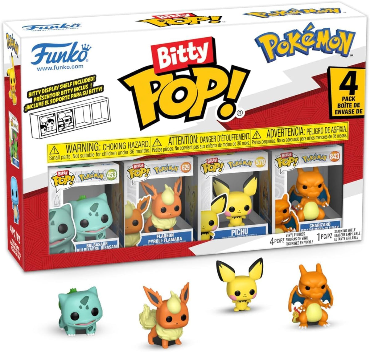 pokémon: bulbasaur 4 pack 3cm  - funko pop bitty