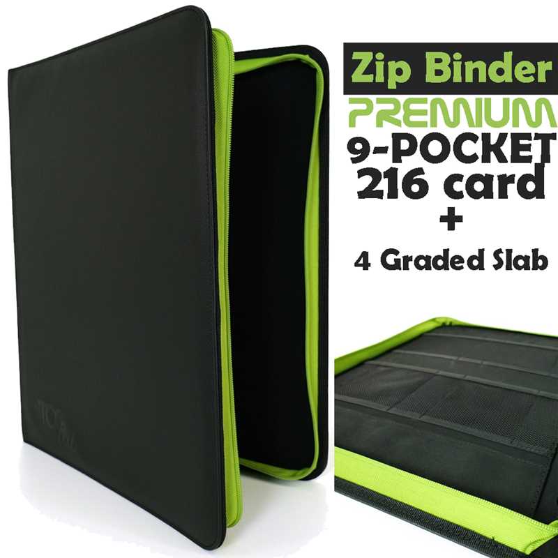 album per toploader a 9 tasche (216 toploader + 4 graded slab) - leather black
