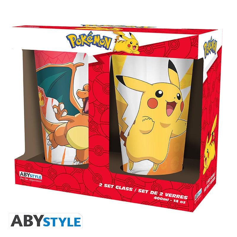 pokemon - set of 2 xxl glasses - pikachu & charizard
