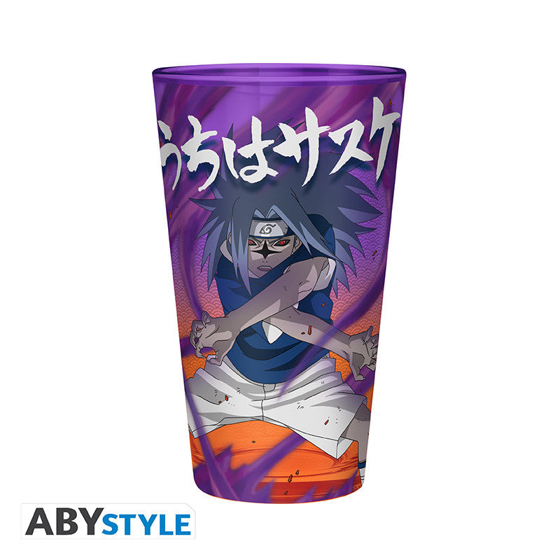 naruto - bicchiere large glass 400ml - naruto & sasuke