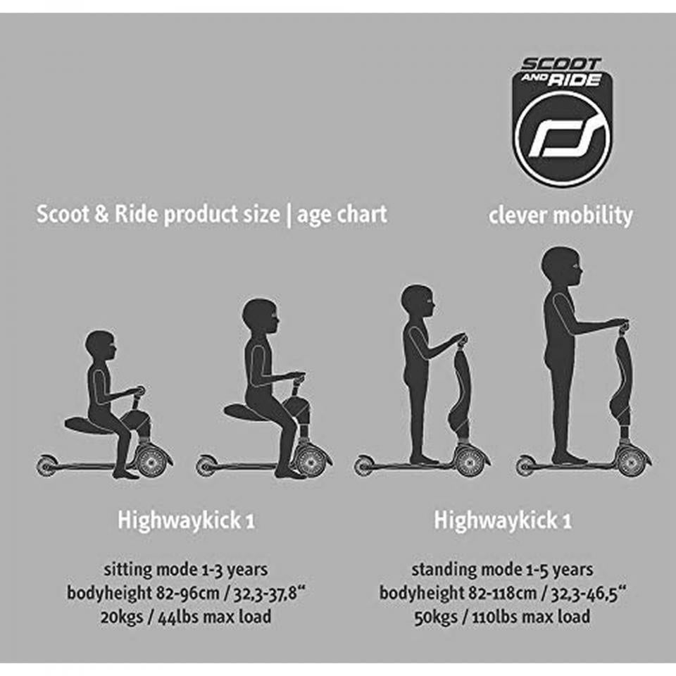 highwaykick 1 - monopattino trasformabile 2 in 1 - blueberry