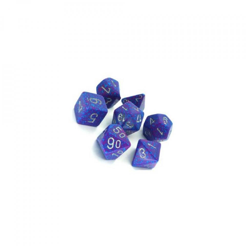 speckled viola e blu/argento - set di 7 dadi poliedrici